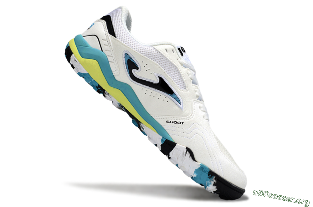 Joma Top Flex TF Football Shoes - White/Jade/Yellow 4