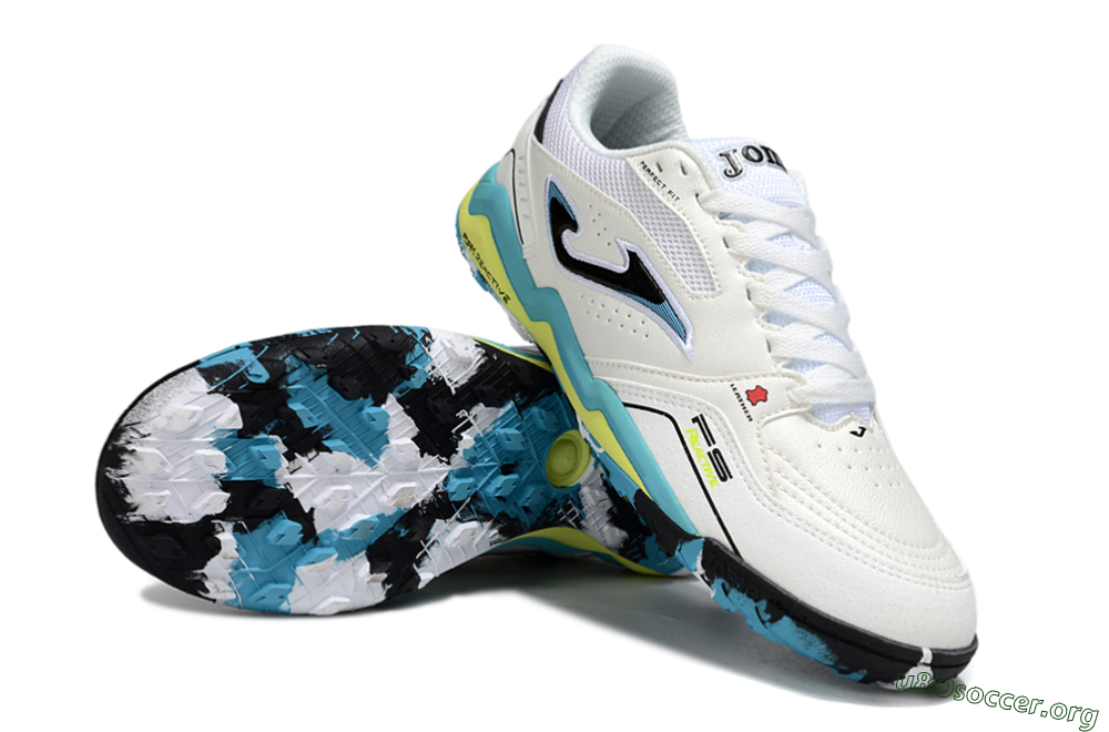 Joma Top Flex TF Football Shoes - White/Jade/Yellow 0
