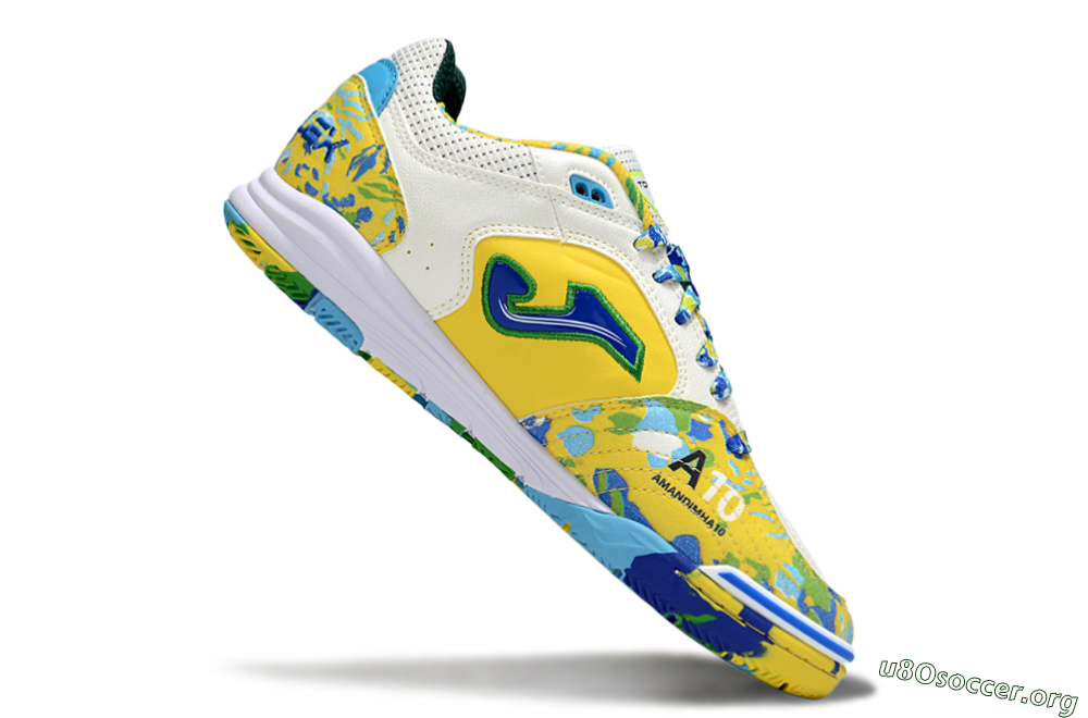 Joma Top Flex IC Football Shoes - White/Yellow/Blue 4