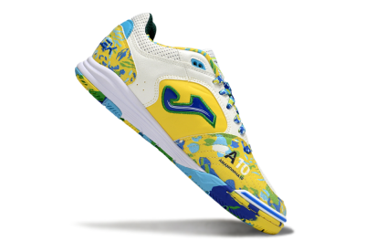 Joma Top Flex IC Football Shoes - White/Yellow/Blue
