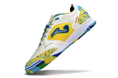Joma Top Flex IC Football Shoes - White/Yellow/Blue