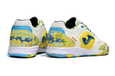 Joma Top Flex IC Football Shoes - White/Yellow/Blue