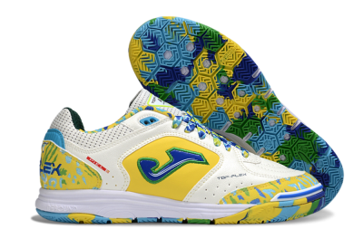 Joma Top Flex IC Football Shoes - White/Yellow/Blue