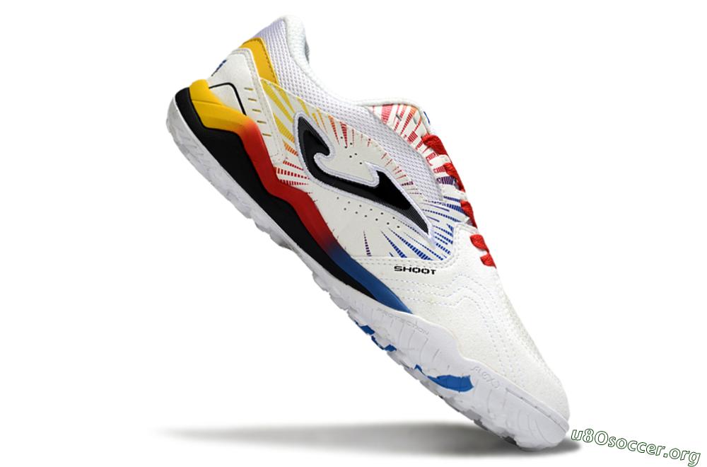 Joma Top Flex TF Football Shoes - White/Blue/Red/Yellow 4