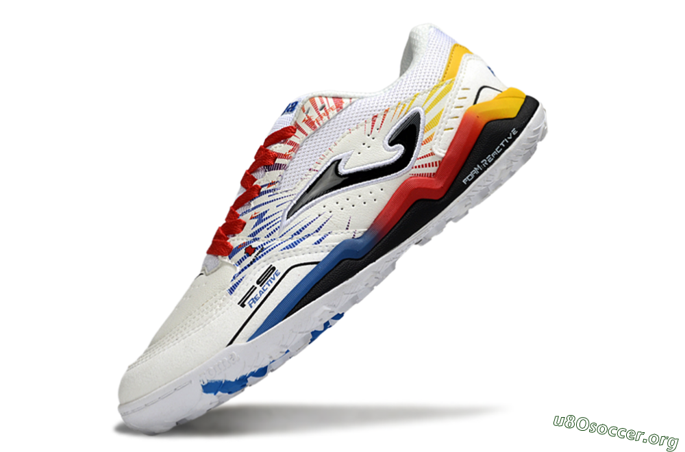 Joma Top Flex TF Football Shoes - White/Blue/Red/Yellow 5