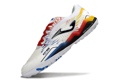Joma Top Flex TF Football Shoes - White/Blue/Red/Yellow