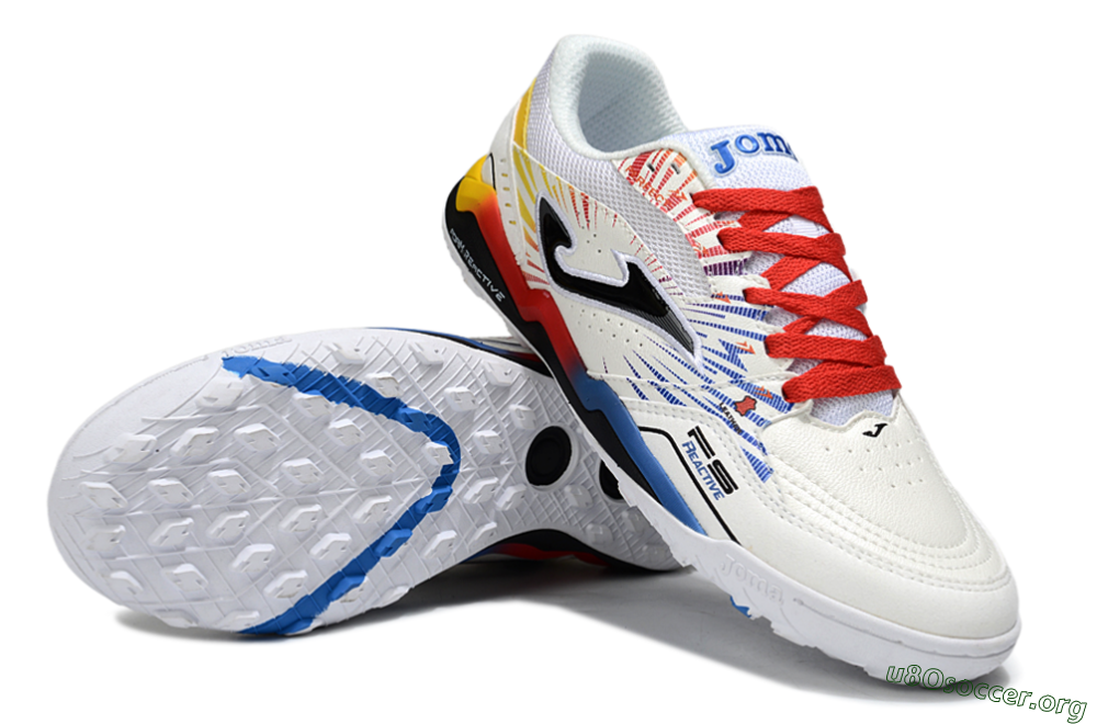 Joma Top Flex TF Football Shoes - White/Blue/Red/Yellow 0