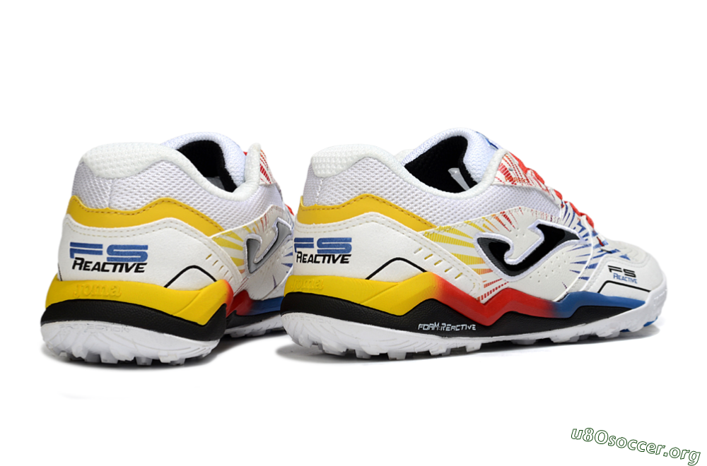 Joma Top Flex TF Football Shoes - White/Blue/Red/Yellow 6