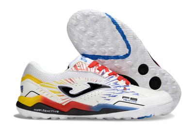 Joma Top Flex TF Football Shoes - White/Blue/Red/Yellow