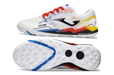 Joma Top Flex TF Football Shoes - White/Blue/Red/Yellow