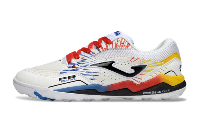 Joma Top Flex TF Football Shoes - White/Blue/Red/Yellow