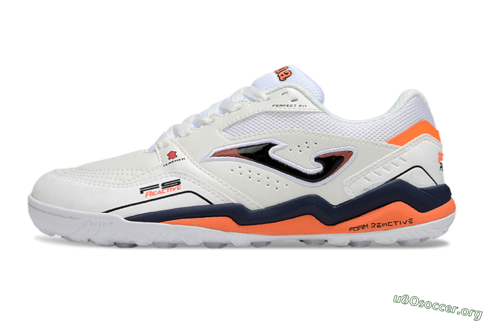Joma Top Flex TF Football Shoes - White/Blue/Red 3