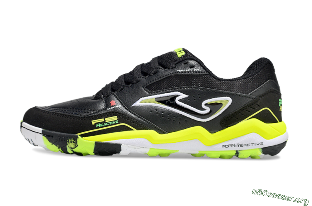 Joma Top Flex TF Football Shoes - Black/White/Yellow 3