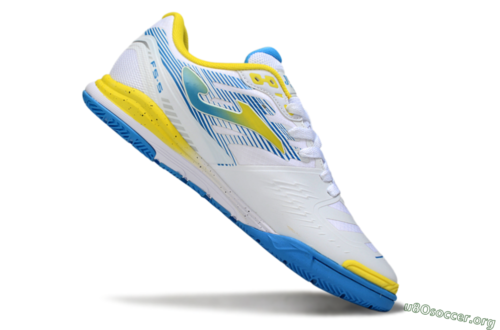 Joma Top Flex IC Football Shoes - White/Blue/Yellow 4