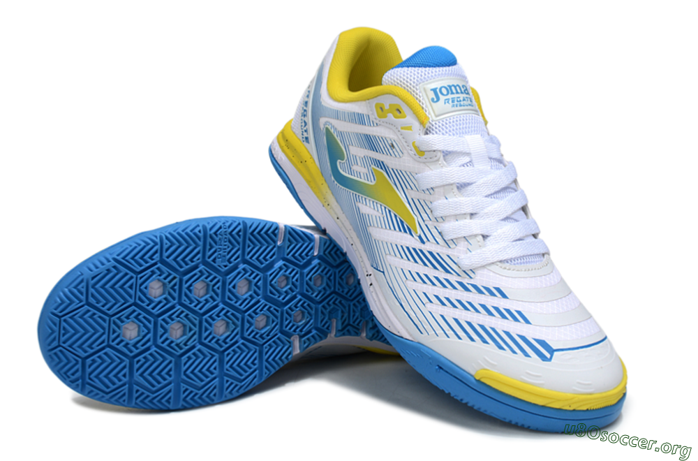 Joma Top Flex IC Football Shoes - White/Blue/Yellow 0