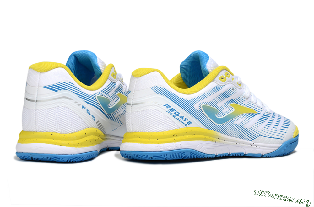 Joma Top Flex IC Football Shoes - White/Blue/Yellow 6