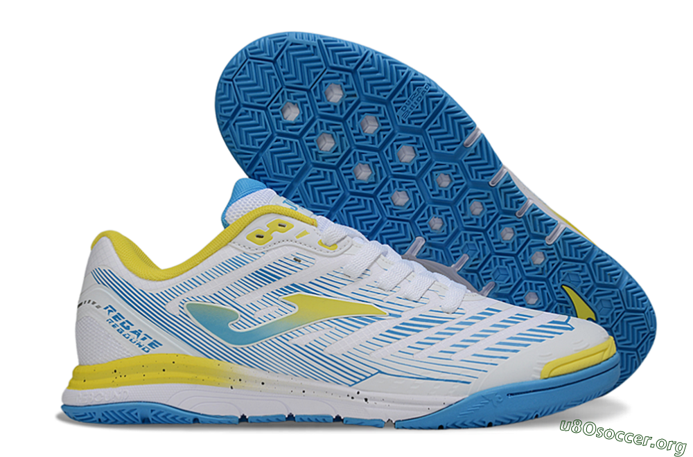 Joma Top Flex IC Football Shoes - White/Blue/Yellow 2