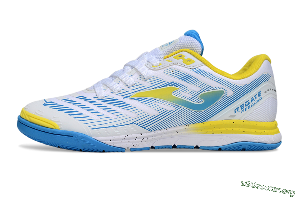 Joma Top Flex IC Football Shoes - White/Blue/Yellow 3
