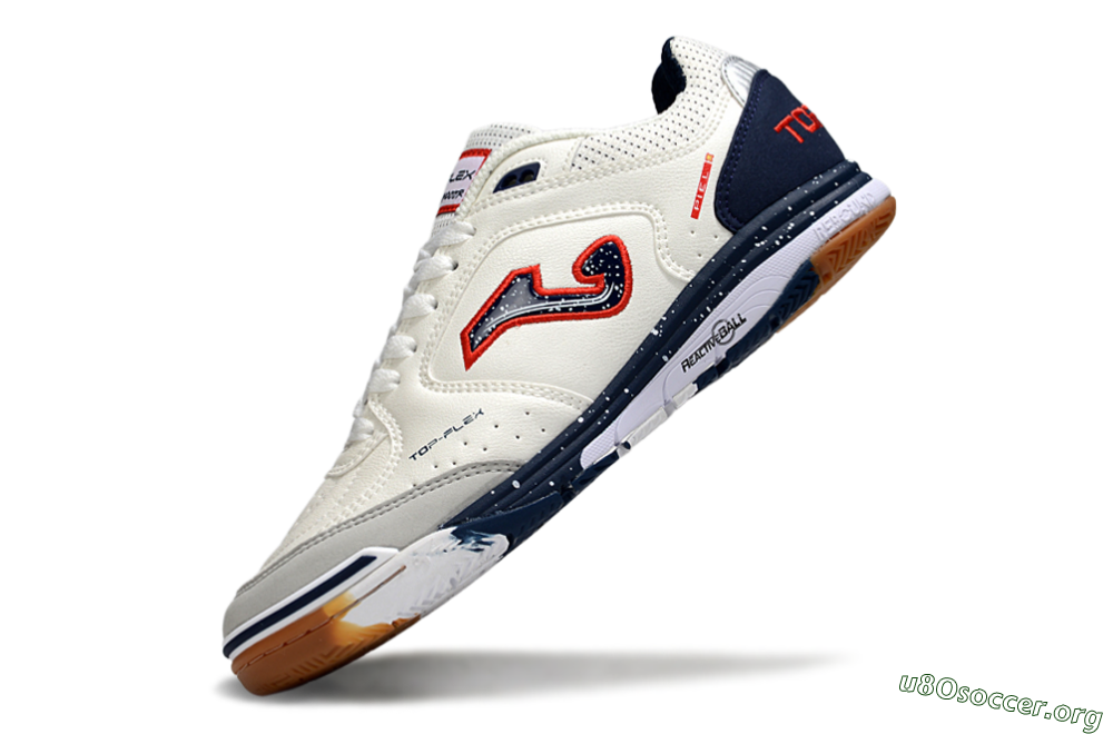 Joma Top Flex IC Football Shoes - White/Blue/Red 5
