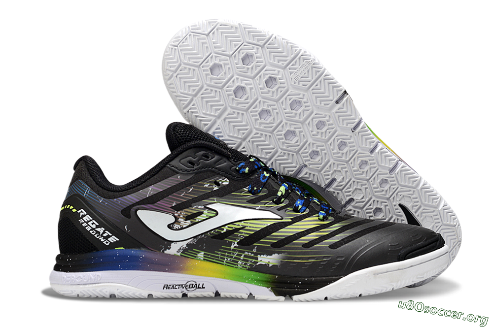 Joma Top Flex IC Football Shoes - Black/White/Yellow 2