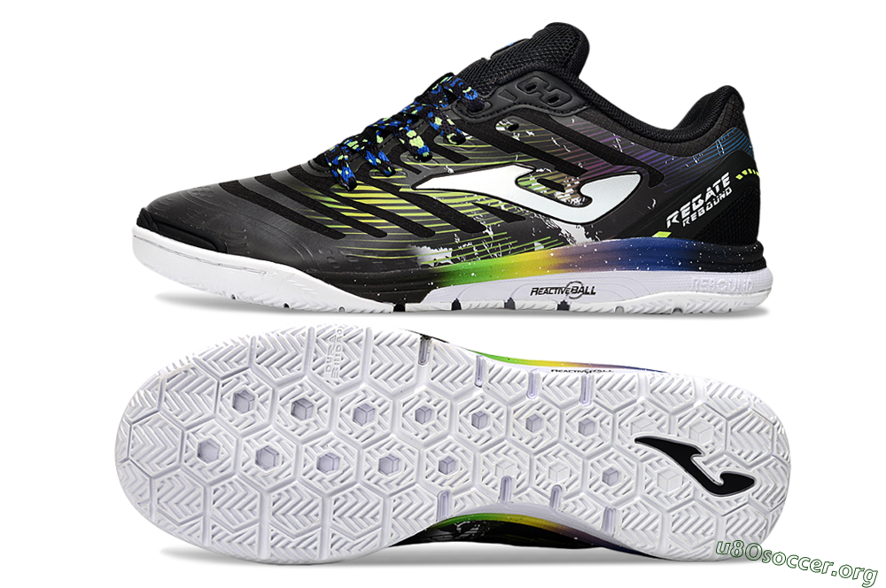 Joma Top Flex IC Football Shoes - Black/White/Yellow 1