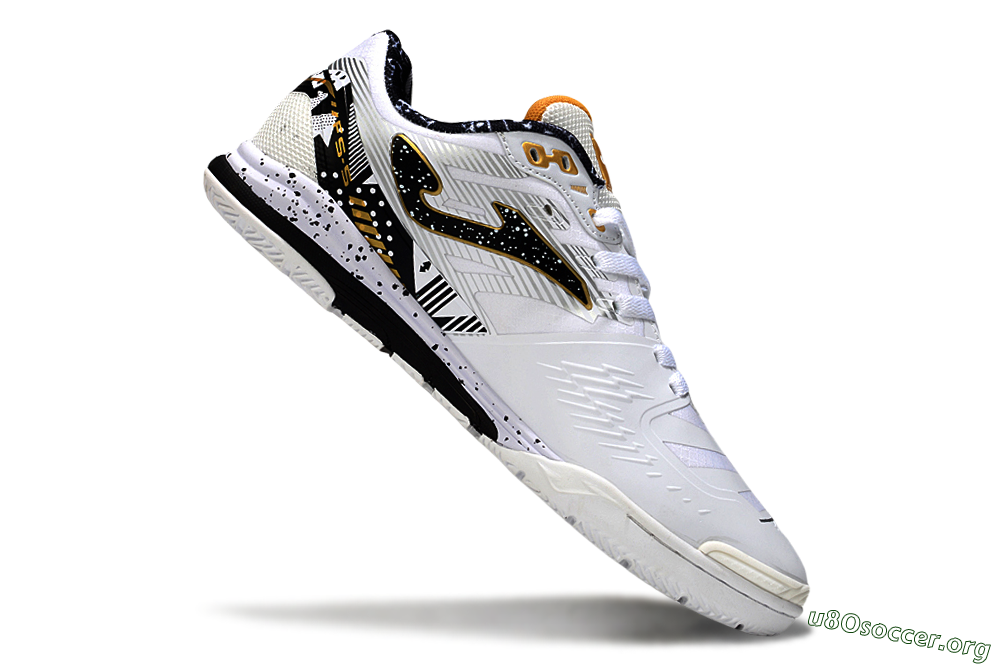 Joma Top Flex IC Football Shoes - White/Black/Gold 4