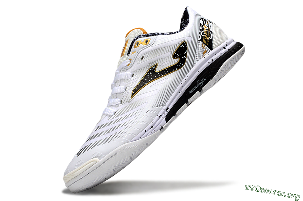 Joma Top Flex IC Football Shoes - White/Black/Gold 5