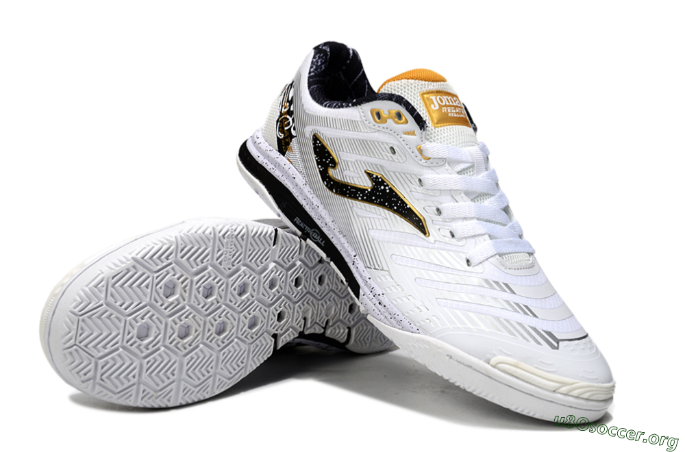 Joma Top Flex IC Football Shoes - White/Black/Gold 0