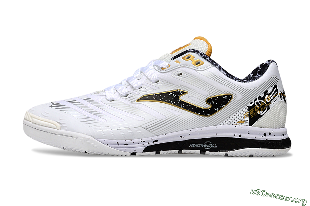 Joma Top Flex IC Football Shoes - White/Black/Gold 3