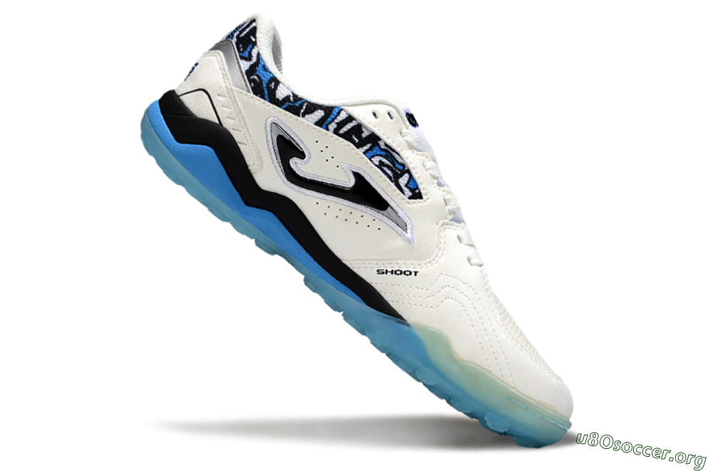 Joma Top Flex TF Football Shoes - White/Black/Blue 4