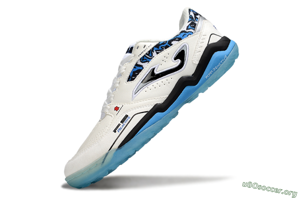 Joma Top Flex TF Football Shoes - White/Black/Blue 5