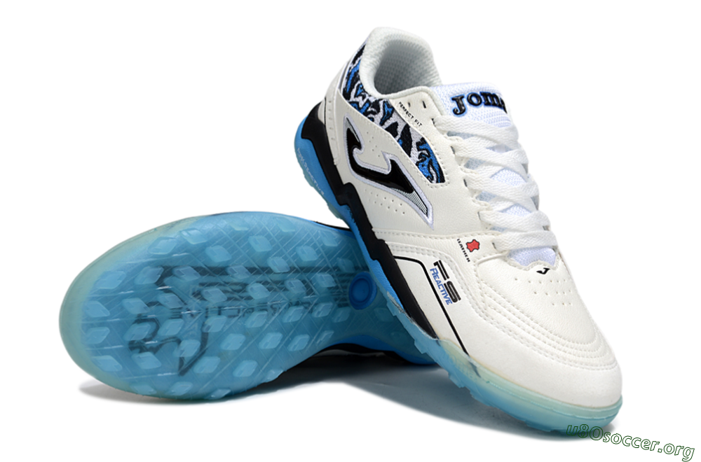 Joma Top Flex TF Football Shoes - White/Black/Blue 0
