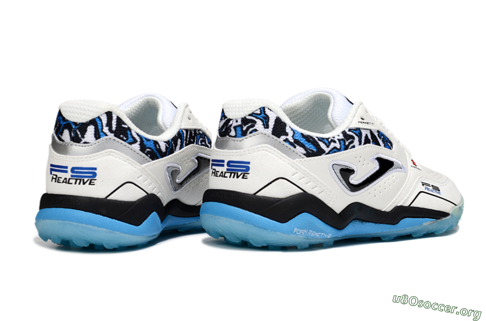 Joma Top Flex TF Football Shoes - White/Black/Blue 6