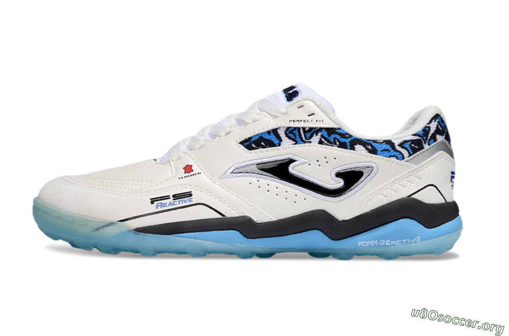Joma Top Flex TF Football Shoes - White/Black/Blue 3