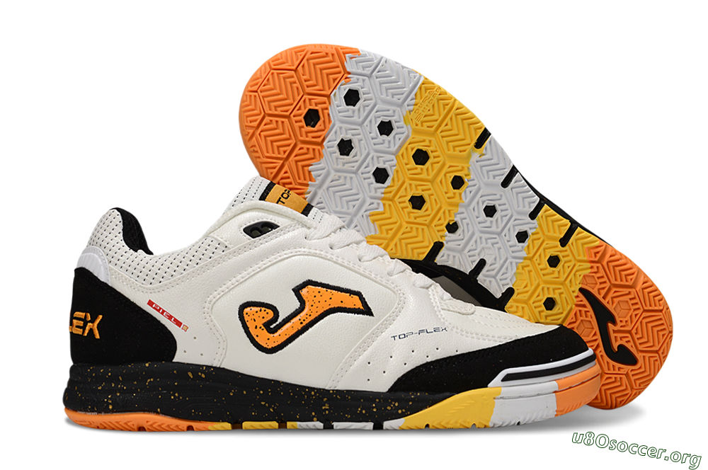 Joma Top Flex IC Football Shoes - White/Yellow/Black 2