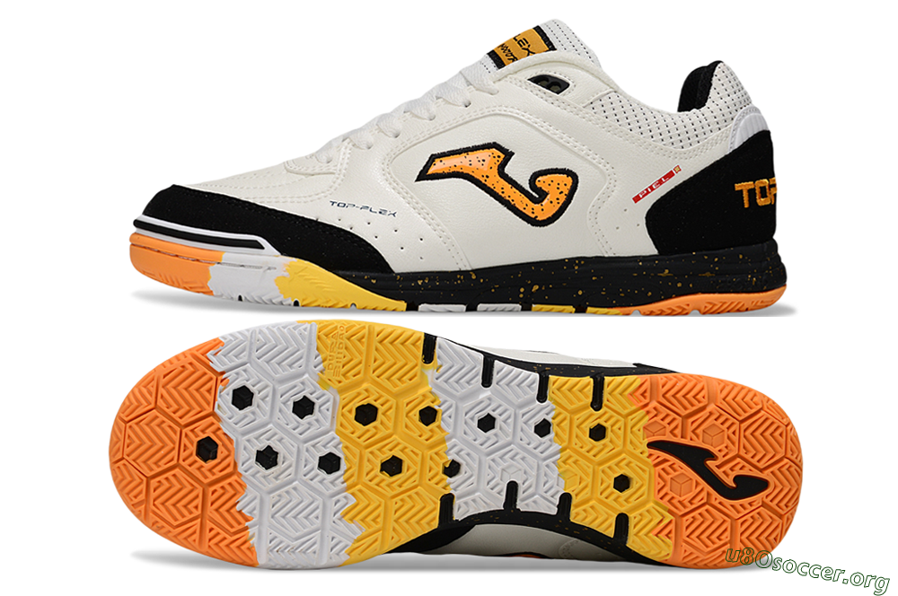 Joma Top Flex IC Football Shoes - White/Yellow/Black 1