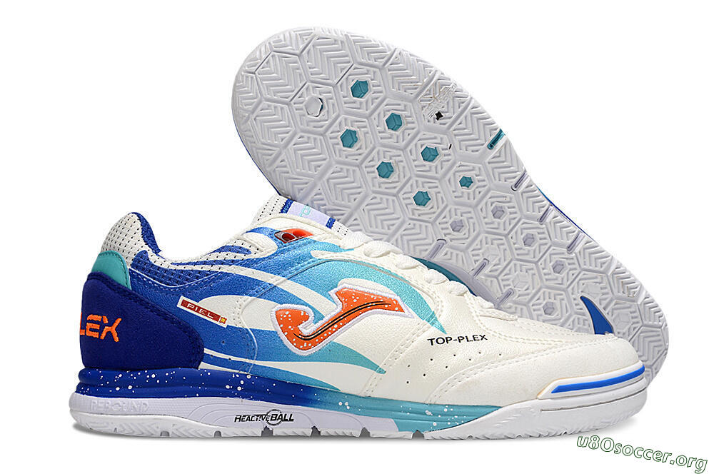 Joma Top Flex IC Football Shoes - White/Red/Blue 2