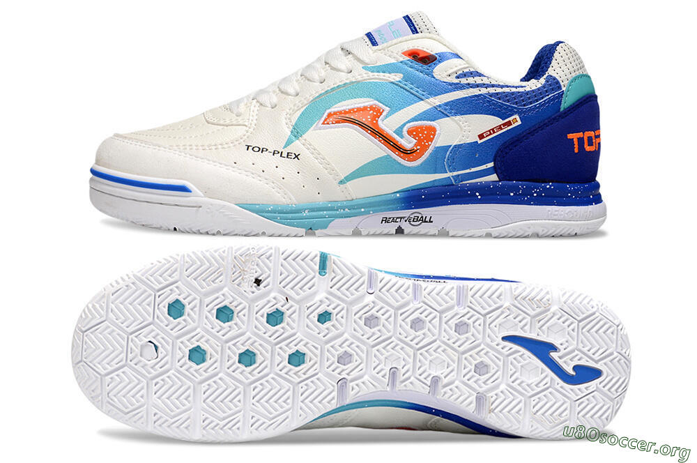 Joma Top Flex IC Football Shoes - White/Red/Blue 1