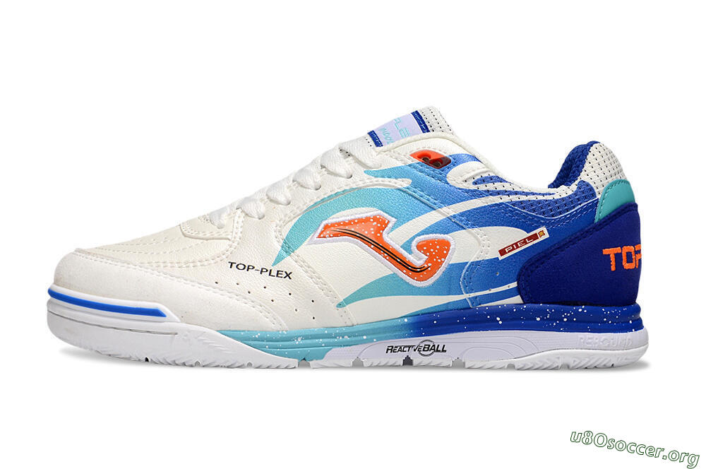 Joma Top Flex IC Football Shoes - White/Red/Blue 3