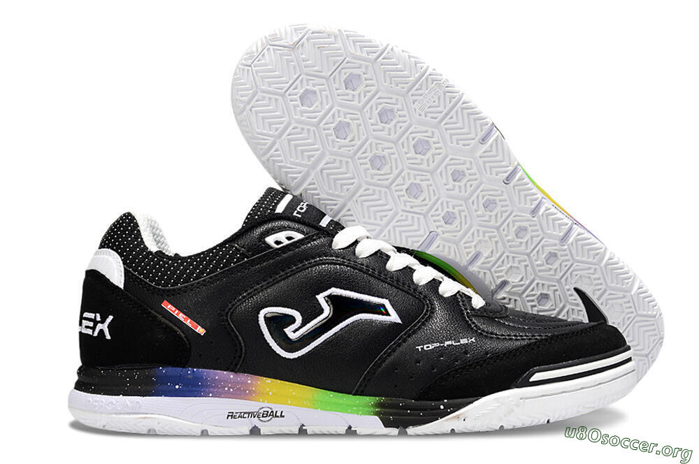 Joma Top Flex IC Football Shoes - Black/White/Red 2