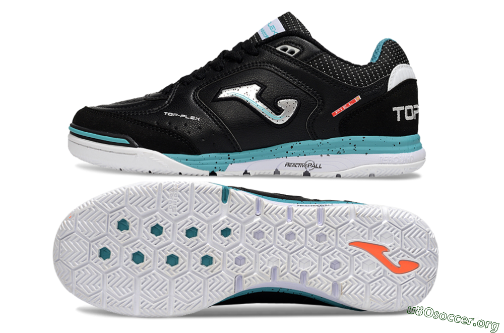 Joma Top Flex IC Football Shoes - Black/Silver/Blue 1