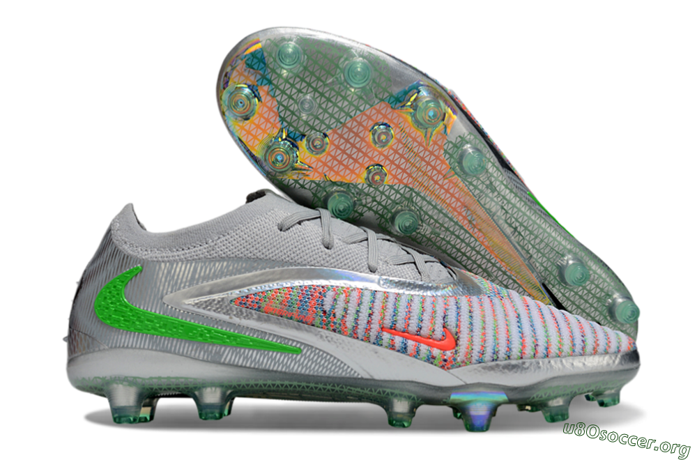 Nike Phantom 6 Elite AG Football Boots - Grey/Silver/Red 2