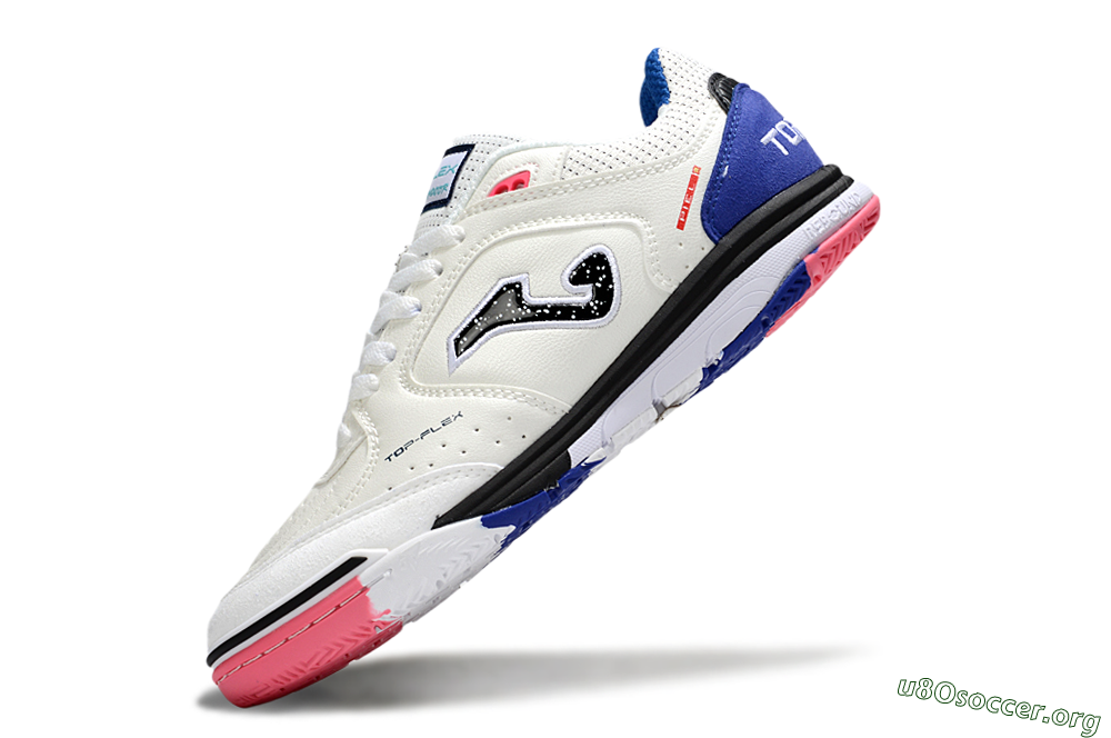Joma Top Flex IC Football Shoes - White/Black/Blue 5