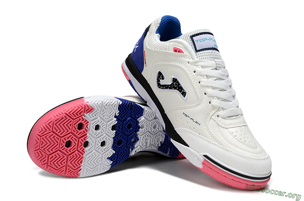 Joma Top Flex IC Football Shoes - White/Black/Blue 0
