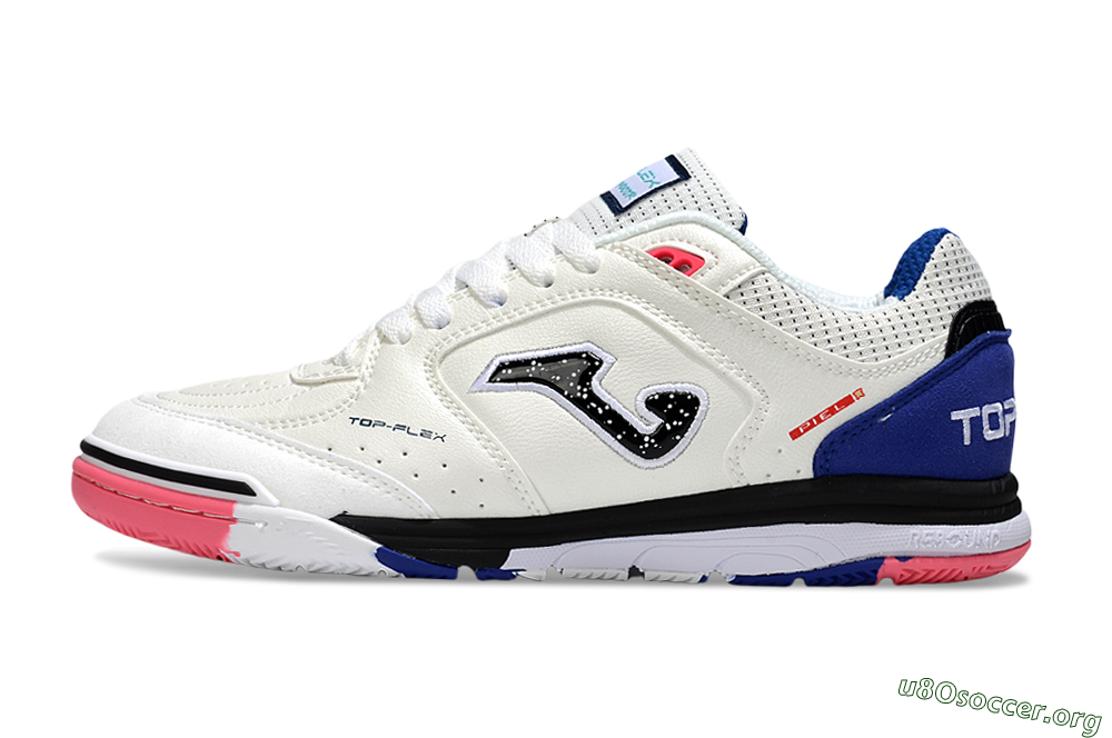Joma Top Flex IC Football Shoes - White/Black/Blue 3
