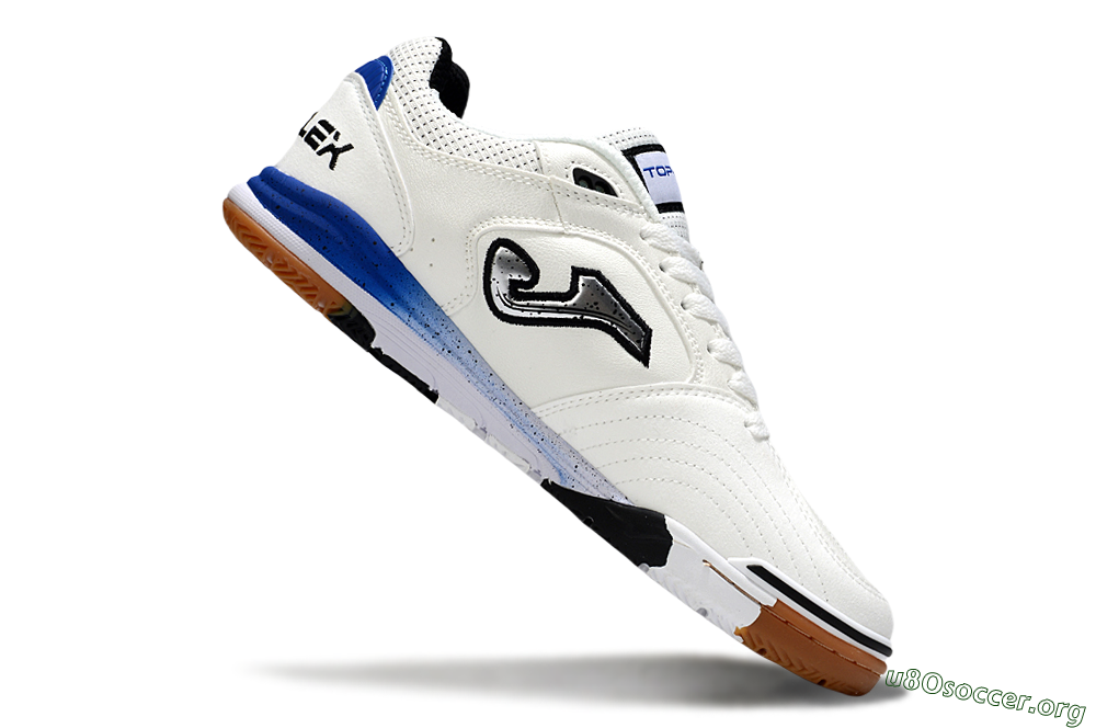 Joma Top Flex IC Football Shoes - White/Silver/Blue 4