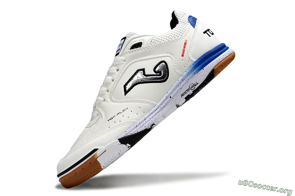 Joma Top Flex IC Football Shoes - White/Silver/Blue 5