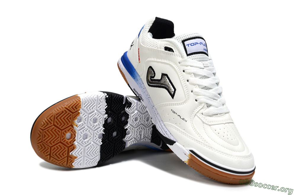 Joma Top Flex IC Football Shoes - White/Silver/Blue 0