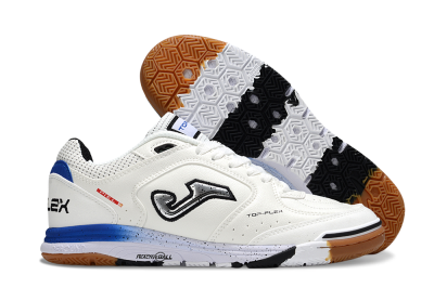Joma Top Flex IC Football Shoes - White/Silver/Blue