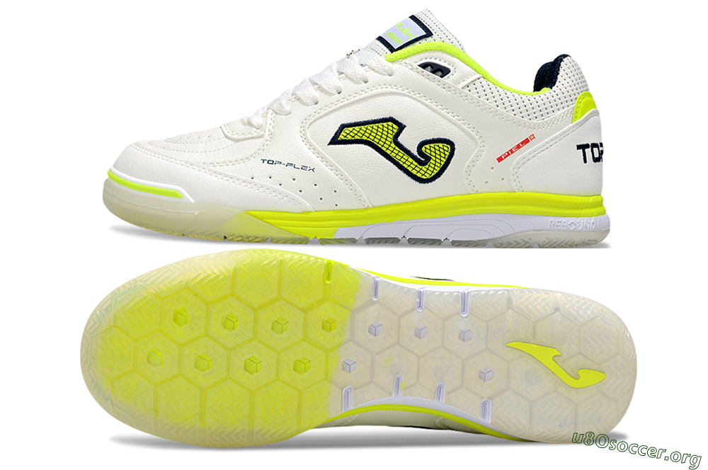 Joma Top Flex IC Football Shoes - White/Yellow/Black 1